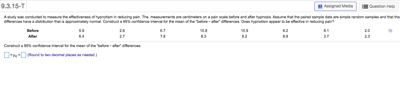 Solved 9.3.13-T Assigned Media A Question Help o Data on the | Chegg.com
