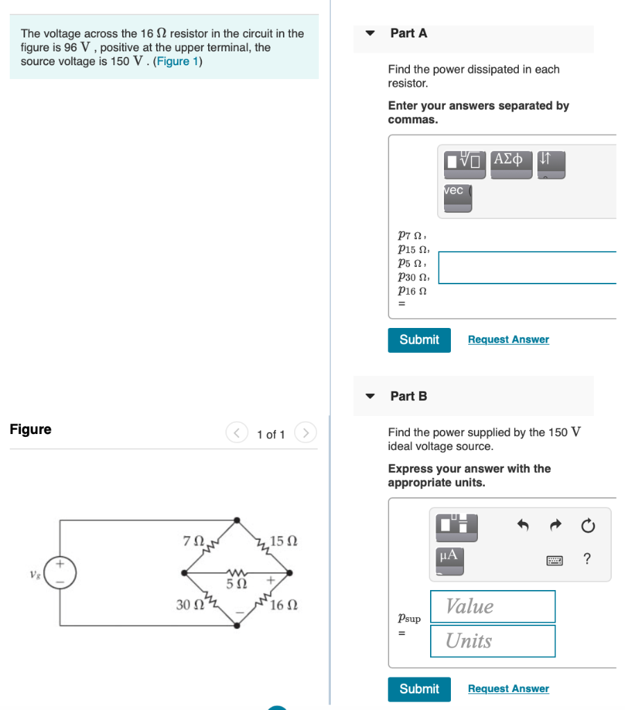 Solved Part A The voltage across the 162 resistor in the | Chegg.com