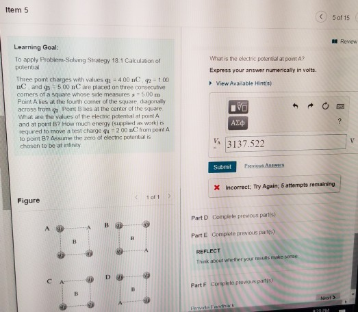 Solved Item 5 5 of 15 Review What is the electric potential | Chegg.com