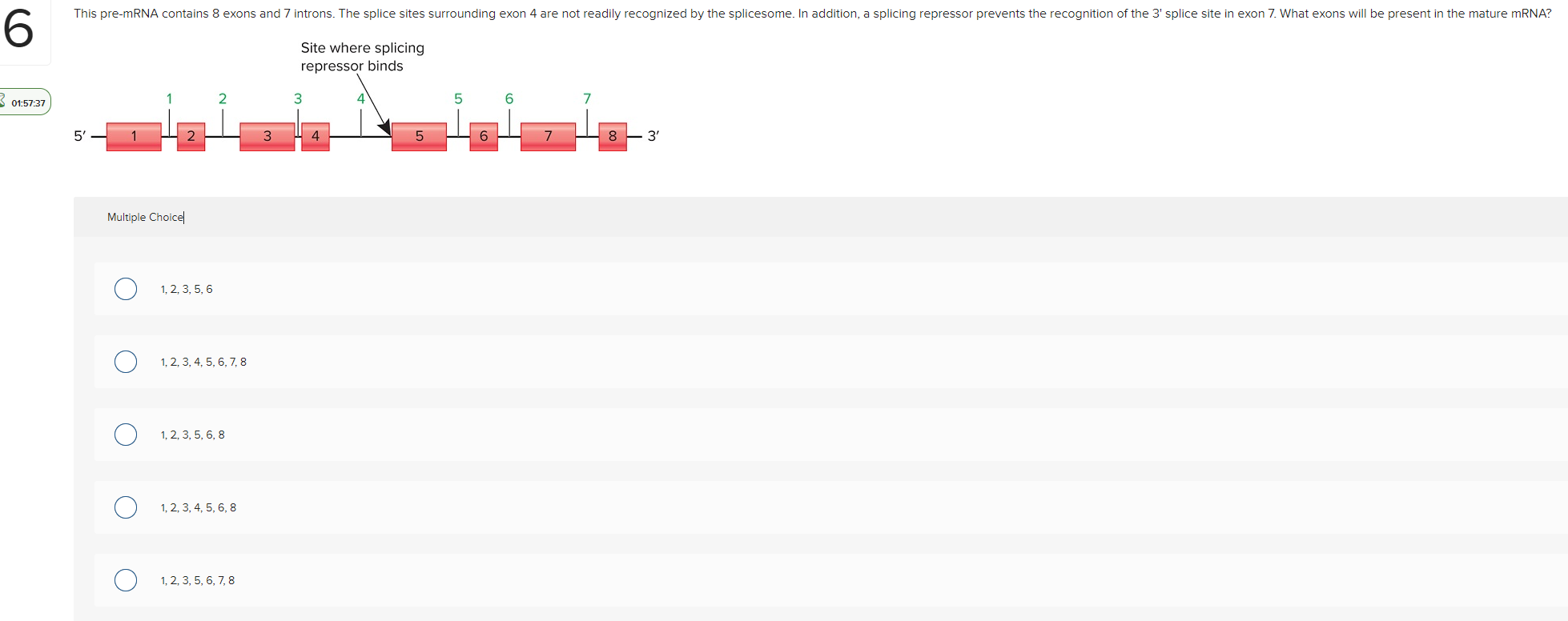 Solved This pre-mRNA contains 8 exons and 7 introns. The | Chegg.com