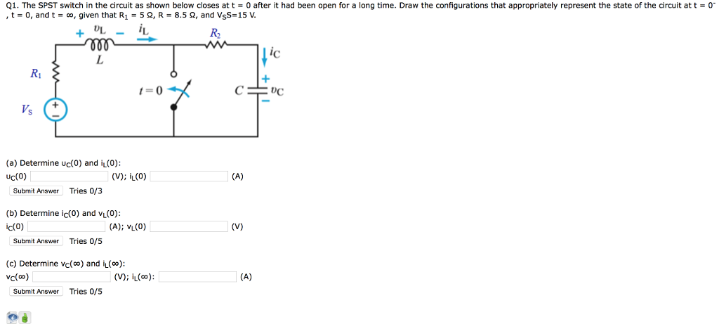 Solved Q1. The SPST switch in the circuit as shown below | Chegg.com