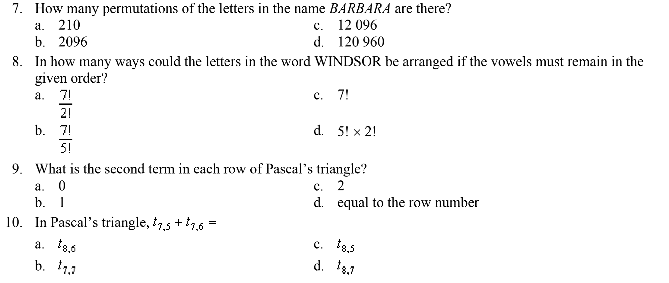 Solved C. A. C. 7. How Many Permutations Of The Letters In | Chegg.com