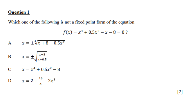 Solved Which one of the following is not a fixed point form | Chegg.com