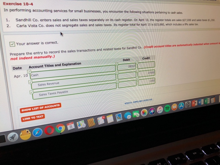 Solved Exercise 10-4 In performing accounting services for | Chegg.com
