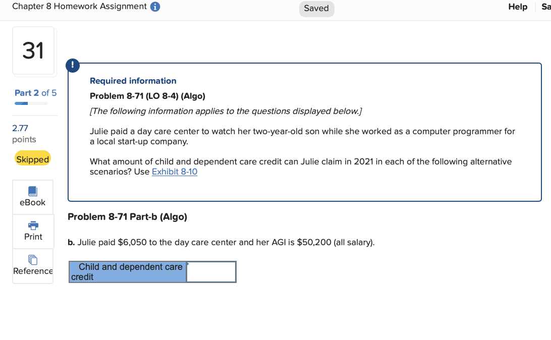 Chapter 8 Homework Assignment i Saved Help Sa 30 Part | Chegg.com