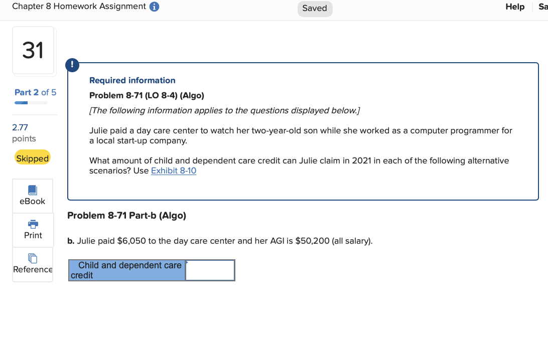 Solved Chapter 8 Homework Assignment I Saved Help Sa 30 Part | Chegg.com