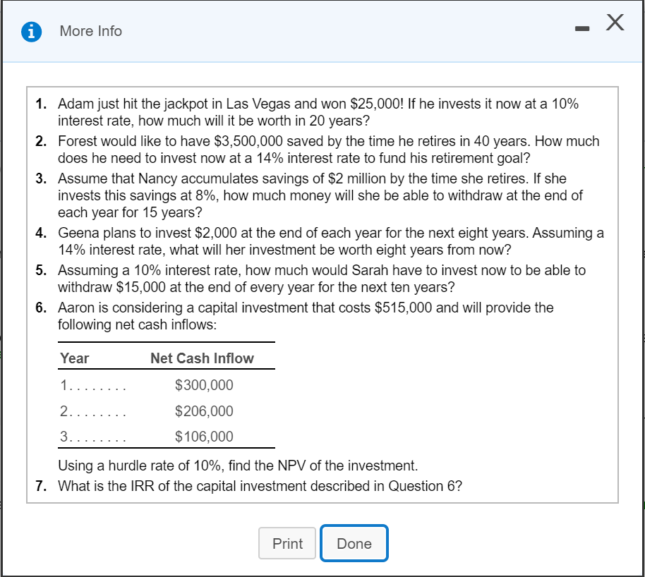 Solved Solve various time value of money scenarios. (Click | Chegg.com