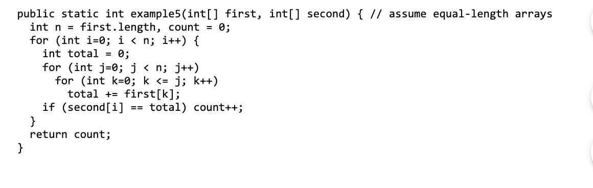 Solved Public Static Int Example5(int [] First, Int[] | Chegg.com