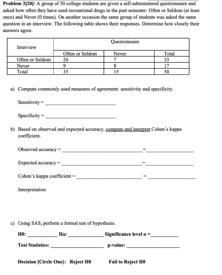 Solved Problem 3[20] A group of 50 college students are