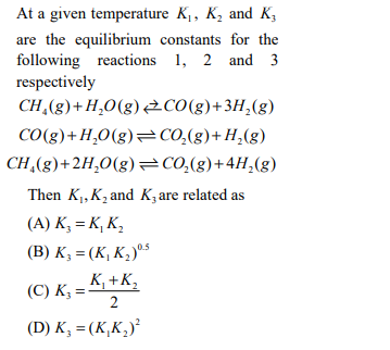 Solved At a given temperature K , K, and K, are the | Chegg.com