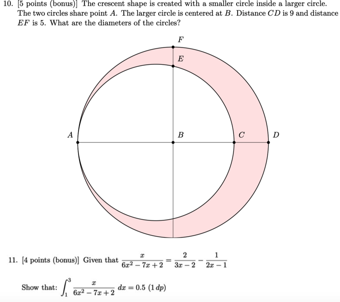 Solved 10. (5 points (bonus)] The crescent shape is created | Chegg.com