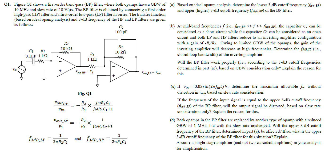 Solved Q1. Figure Q1 Shows A First-order Band-pass (BP) | Chegg.com ...