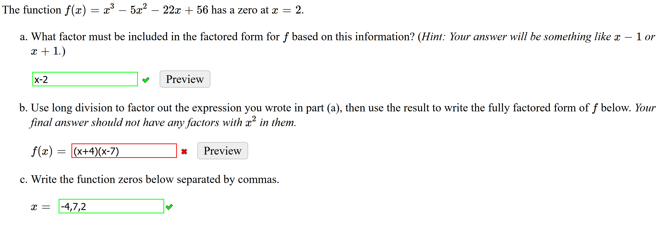 solved-the-function-f-x-x3-5x2-22x-56-has-a-zero-at-chegg