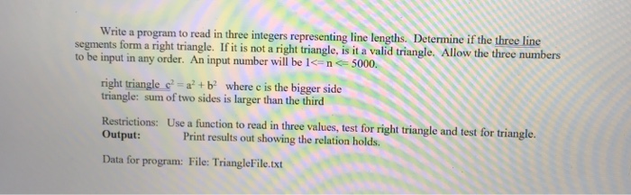 Solved Write a program to read in three integers | Chegg.com