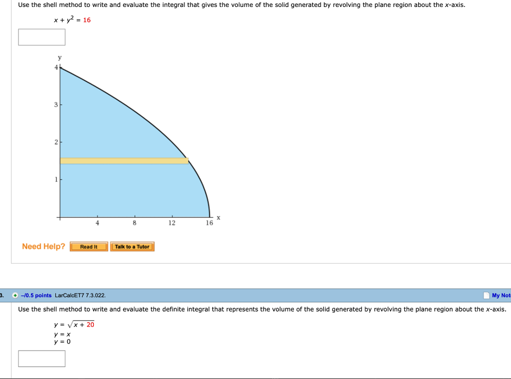 Solved Use the shell method to write and evaluate the