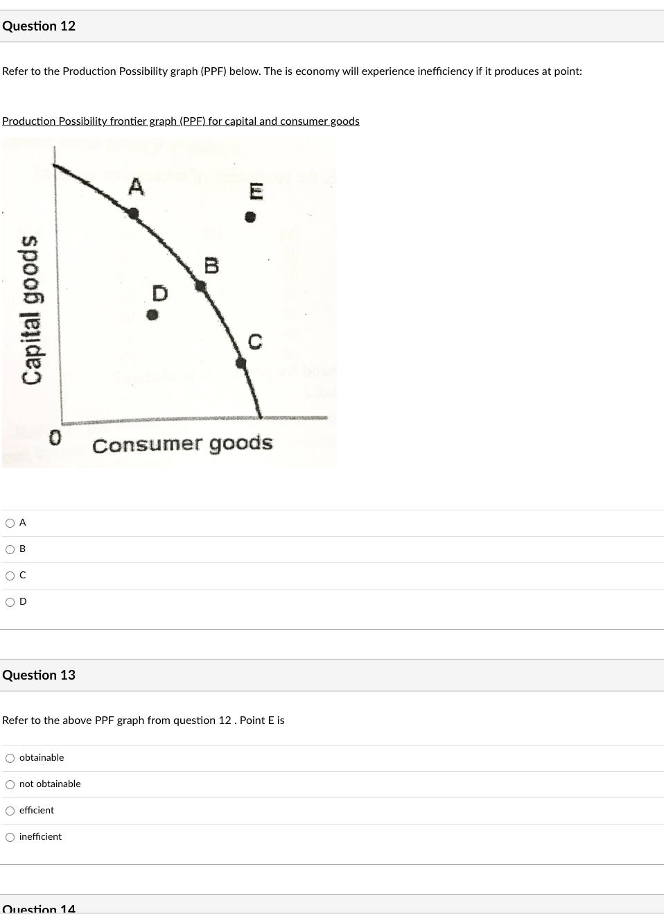 Solved Question 12 Refer to the Production Possibility graph | Chegg.com