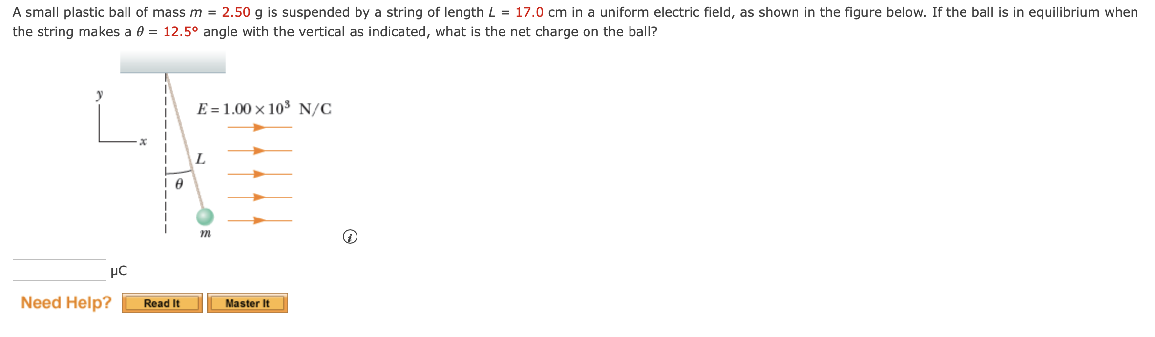 Solved A small plastic ball of mass m=2.50 g is suspended by