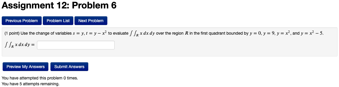 Solved Assignment 12: Problem 6 Previous Problem Problem | Chegg.com