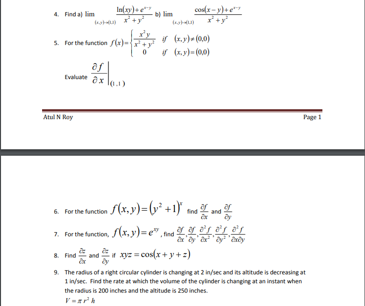 Solved Assignment 3 For The Surfaces 1 A Z Y X B 2 Chegg Com