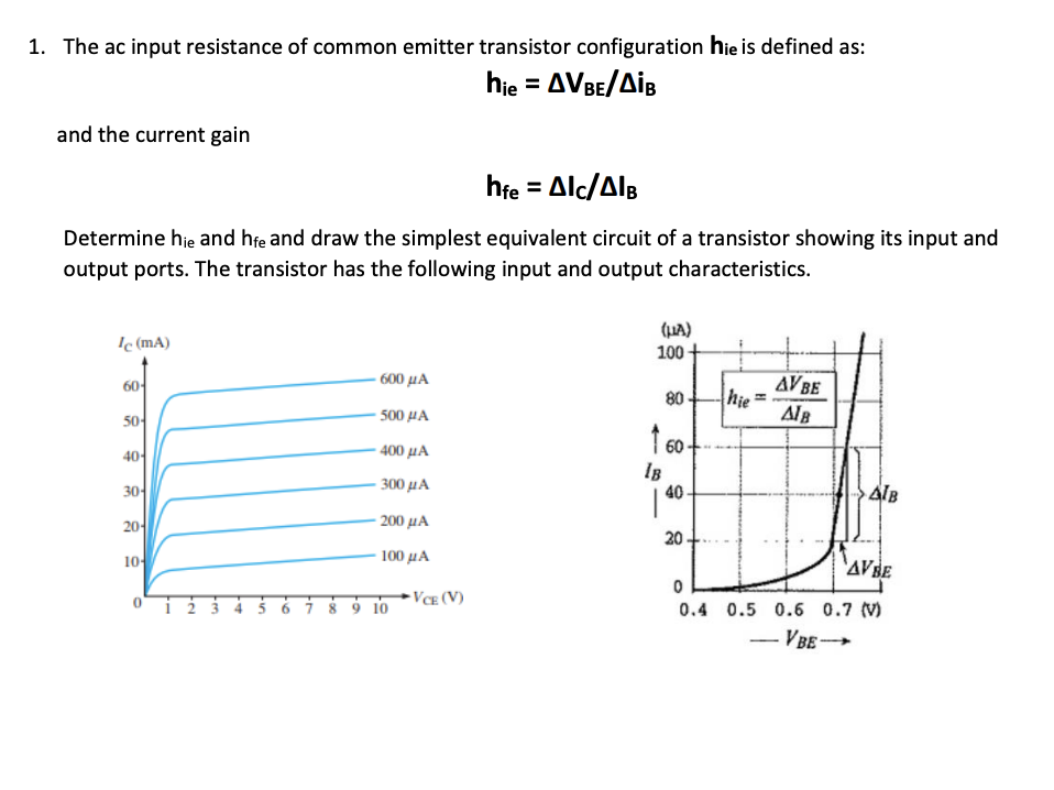 Solved 1. The ac input resistance of common emitter
