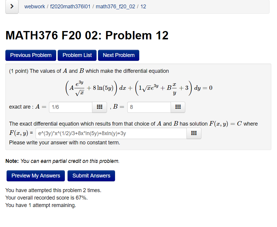 Solved The A And B Are Correct, But My F(x,y) Is Incorrect. | Chegg.com