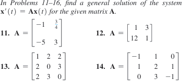 Solved Find a general solution of the systemx'(t)=Ax(t) ﻿for | Chegg.com