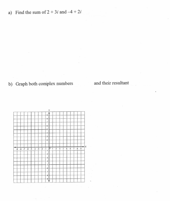 Solved a) Find the sum of 2 + 3i and 4 + 2i b) Graph both | Chegg.com