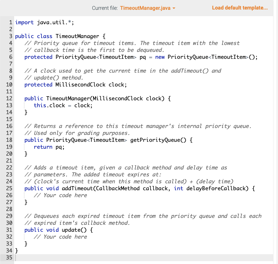 Solved please write java code only where it states Your Code | Chegg.com