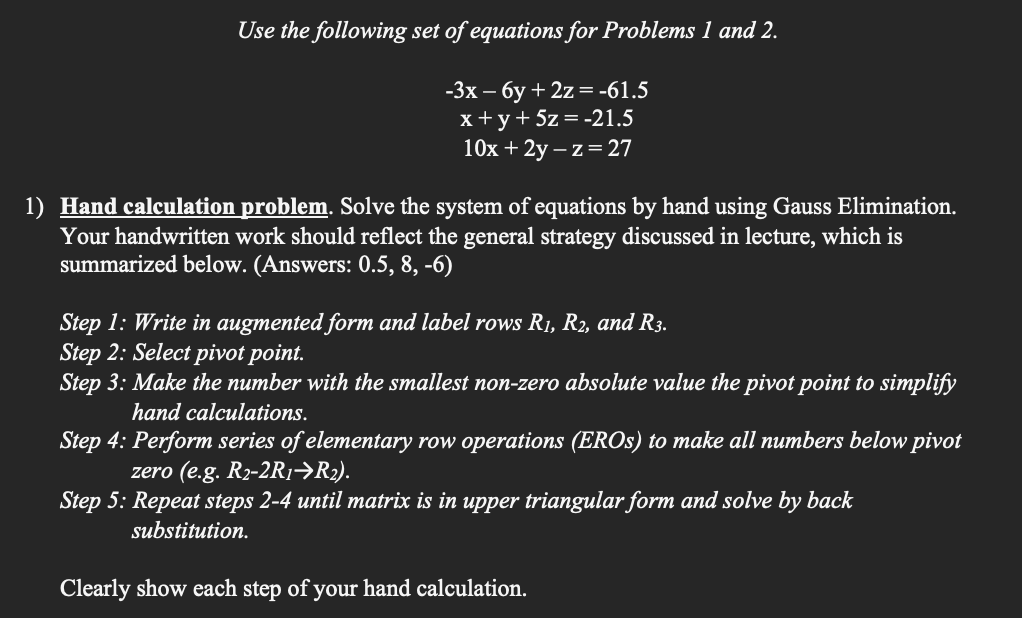 Solved Use the following set of equations for Problems 1 and | Chegg.com