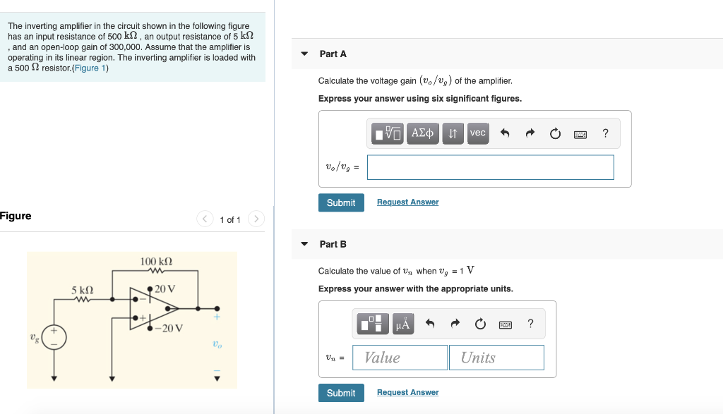 Solved The inverting amplifier in the circuit shown in the
