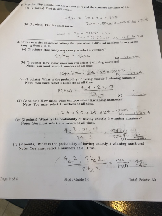 Solved 2. A probability distribution has a mean of TO and | Chegg.com