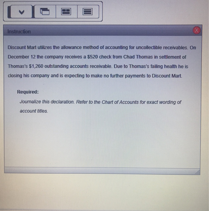 Solved Instruction Discount Mart utilizes the allowance