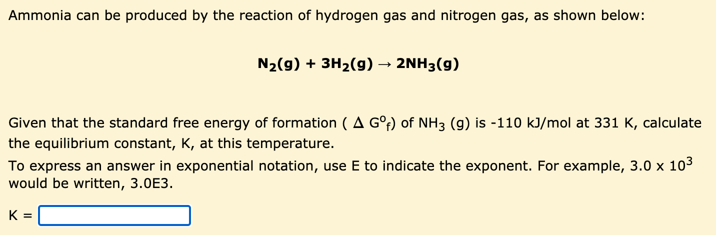 Solved Ammonia can be produced by the reaction of hydrogen | Chegg.com