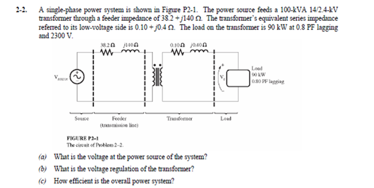 Solved A Single-phase Power System Is Shown In Figure P2-1. | Chegg.com