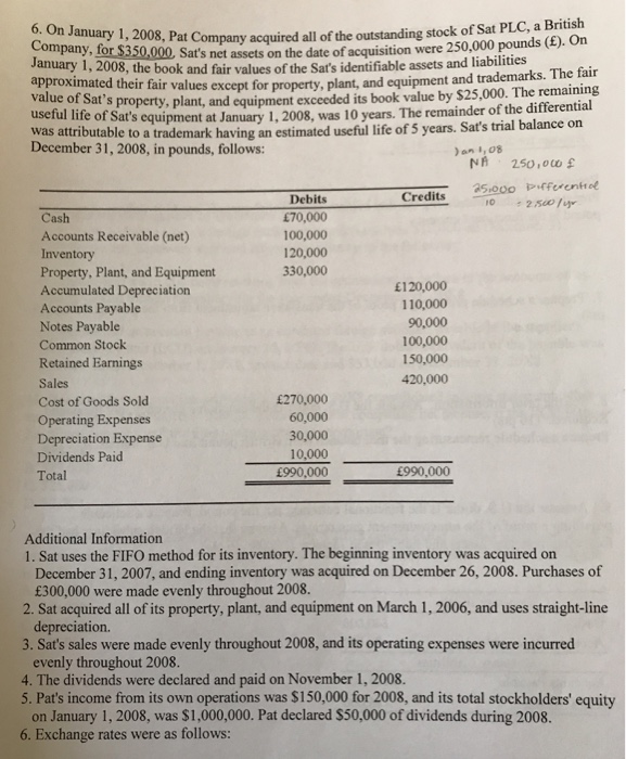 Solved pany, for $350.00ompany acquired all of the | Chegg.com