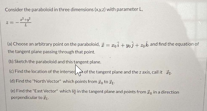 Solved Consider The Paraboloid In Three Dimensions X Y Z Chegg Com