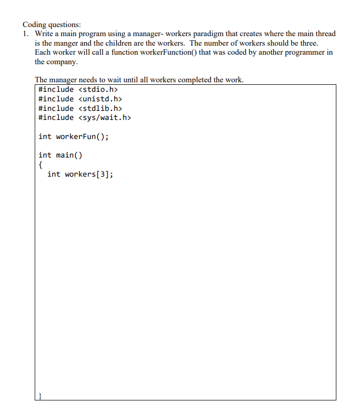 Solved Coding questions: 1. Write a main program using a | Chegg.com