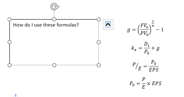 FV n 1 PV How do I use these formulas? This is | Chegg.com