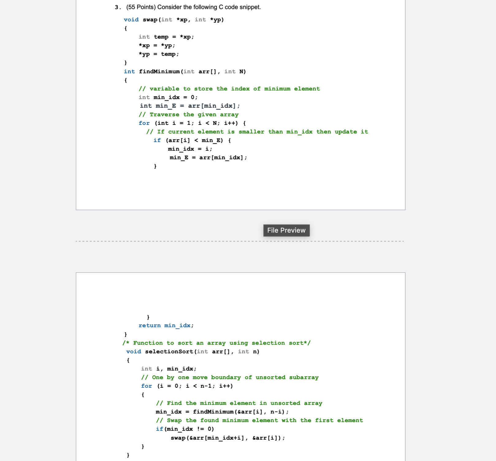 Solved 3. (55 Points) Consider The Following C Code Snippet. | Chegg.com