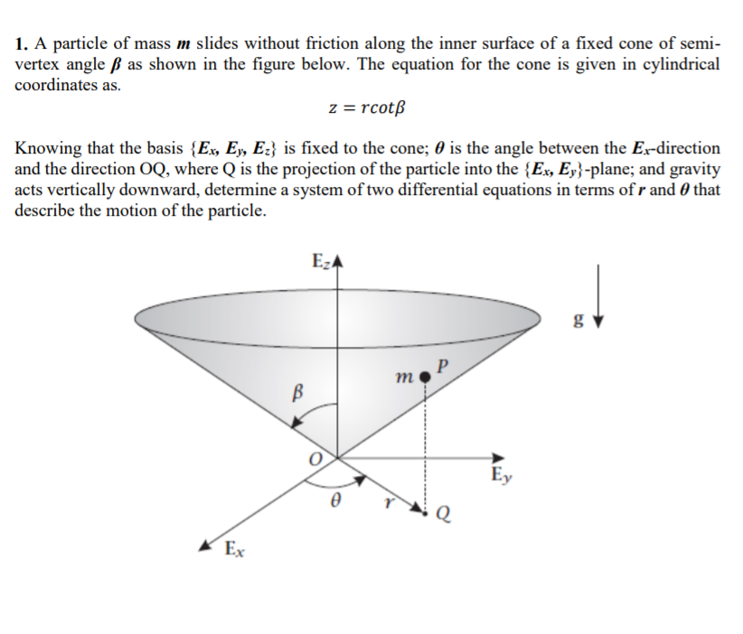 Solved 1 A Particle Of Mass M Slides Without Friction Along Chegg Com