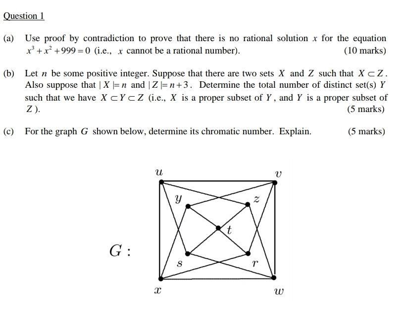 Solved Question 1 A Use Proof By Contradiction To Prove Chegg Com