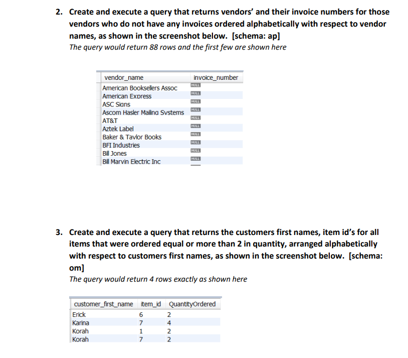Solved 1. Create and execute a query that returns the | Chegg.com