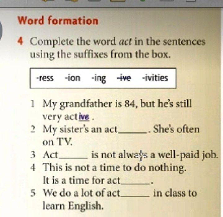 solved-word-formation-4-complete-the-word-act-in-the-chegg