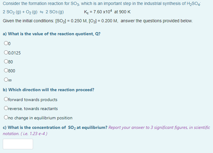 Solved Consider the formation reaction for SO3, which is an | Chegg.com