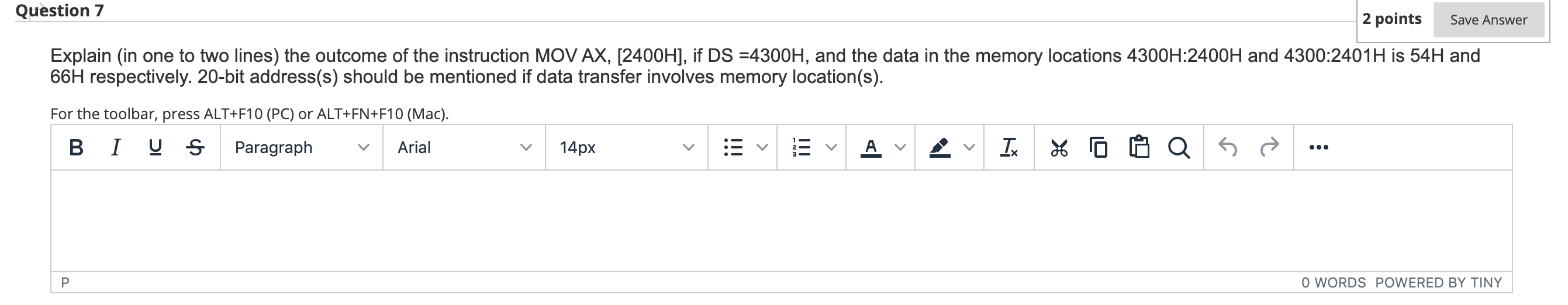 Solved Question 7 2 points Save Answer Explain (in one to | Chegg.com