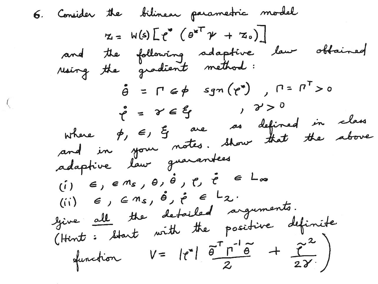 Solved Consider the bilinear parametric model | Chegg.com