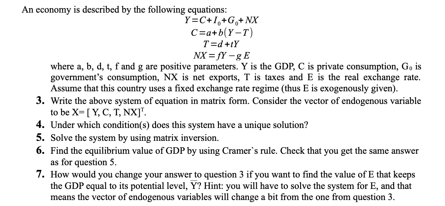 An Economy Is Described By The Following Equations Solved An economy is described by the following equations: | Chegg.com