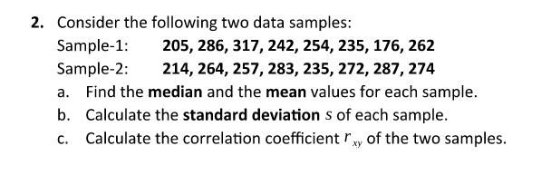 Solved 2. Consider the following two data samples: Sample-1: | Chegg.com