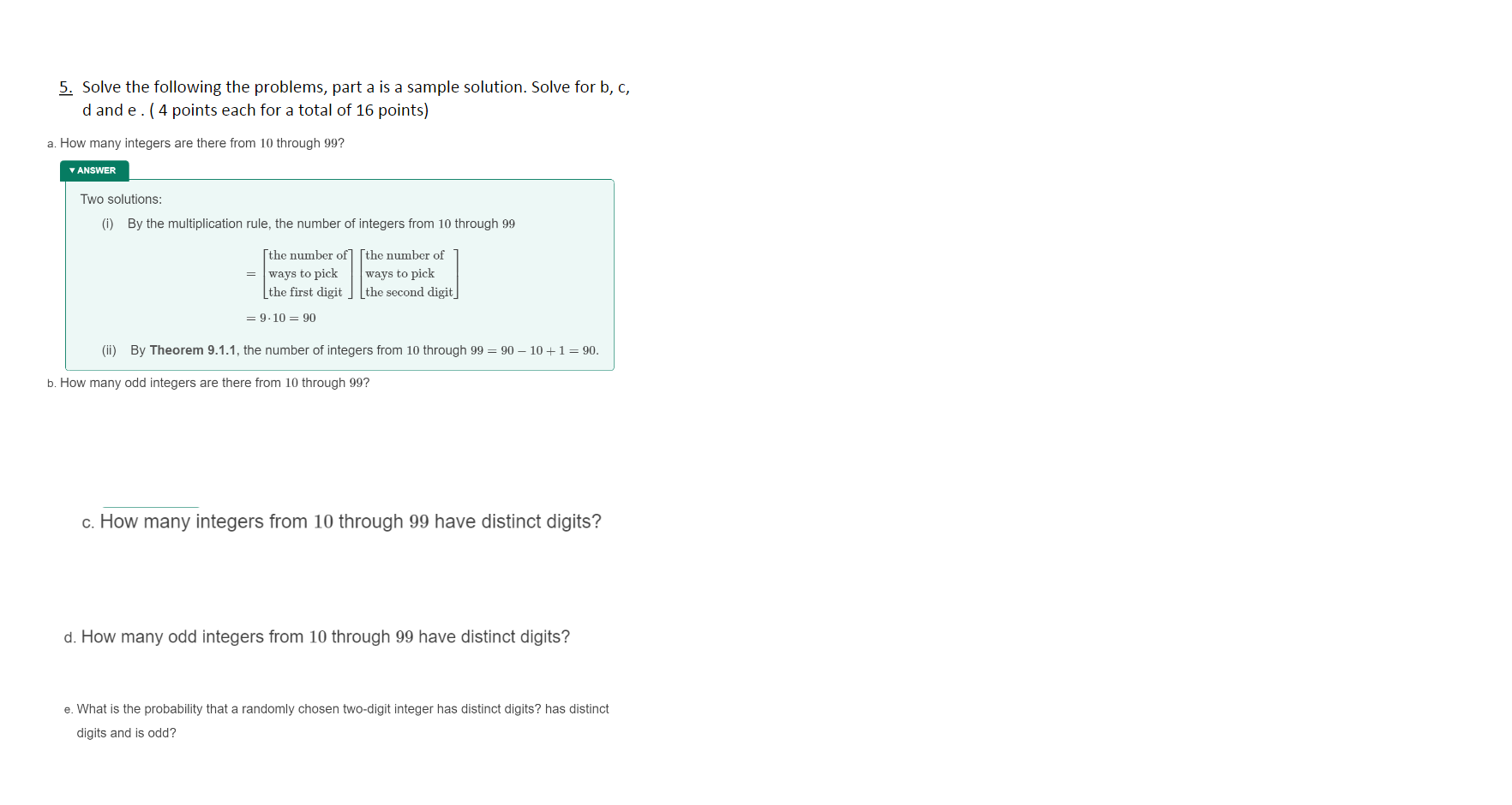 Solved 5. Solve the following the problems, part a is a | Chegg.com
