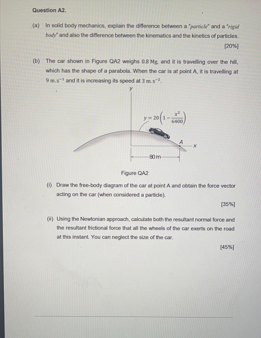 Solved Question A2. (a) In solid body mechanics, explain the